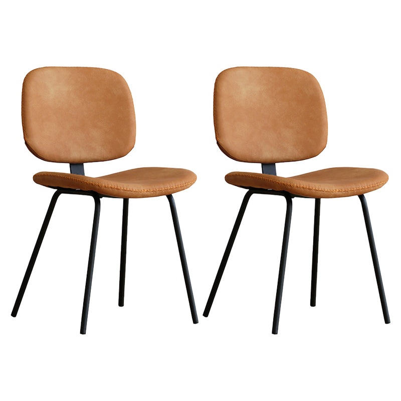 Industrial Metal Dining Room Chairs Open Back Dining Side Armless Dining Chairs Orange 2 Piece Set Clearhalo ' kitchen&dining_furn' 'Dining Chairs' 'Dining Tables & Seating' 'dining_chair' 'furn' 'furn_dining_chair' 'Furniture' 'furniture_dining_chair' 'Kitchen & Dining Furniture' 'kitchen' 4056495