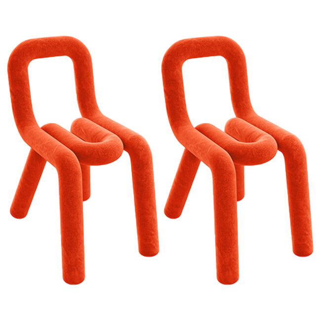 Modern Style Metal Chair Dining Room Kitchen Open Back Side Chairs Set Orange 2 Piece Set Clearhalo ' kitchen&dining_furn' 'Dining Chairs' 'Dining Tables & Seating' 'dining_chair' 'furn' 'furn_dining_chair' 'Furniture' 'furniture_dining_chair' 'Kitchen & Dining Furniture' 'kitchen' 4056537