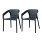 Contemporary Style Plastic Chairs Solid Back Arm Dining Kitchen Chair Set Black 2 Piece Set Clearhalo ' kitchen&dining_furn' 'Dining Chairs' 'Dining Tables & Seating' 'dining_chair' 'furn' 'furn_dining_chair' 'Furniture' 'furniture_dining_chair' 'Kitchen & Dining Furniture' 'kitchen' 4056553