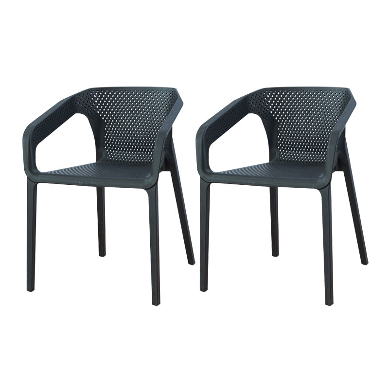 Contemporary Style Plastic Chairs Solid Back Arm Dining Kitchen Chair Set Black 2 Piece Set Clearhalo ' kitchen&dining_furn' 'Dining Chairs' 'Dining Tables & Seating' 'dining_chair' 'furn' 'furn_dining_chair' 'Furniture' 'furniture_dining_chair' 'Kitchen & Dining Furniture' 'kitchen' 4056553