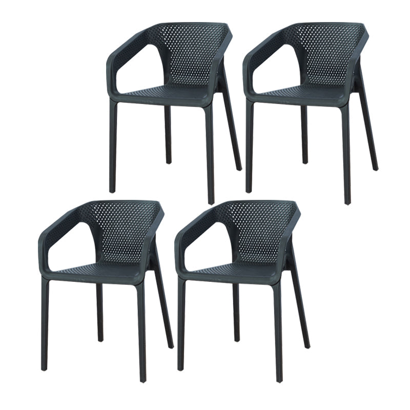 Contemporary Style Plastic Chairs Solid Back Arm Dining Kitchen Chair Set Black 4 Piece Set Clearhalo ' kitchen&dining_furn' 'Dining Chairs' 'Dining Tables & Seating' 'dining_chair' 'furn' 'furn_dining_chair' 'Furniture' 'furniture_dining_chair' 'Kitchen & Dining Furniture' 'kitchen' 4056555