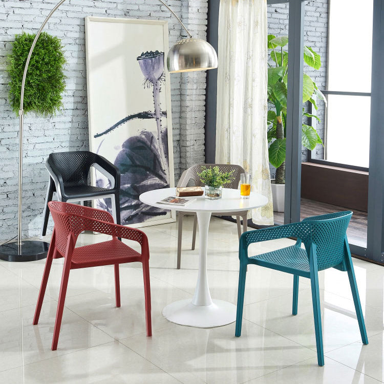 Contemporary Style Plastic Chairs Solid Back Arm Dining Kitchen Chair Set Clearhalo ' kitchen&dining_furn' 'Dining Chairs' 'Dining Tables & Seating' 'dining_chair' 'furn' 'furn_dining_chair' 'Furniture' 'furniture_dining_chair' 'Kitchen & Dining Furniture' 'kitchen' 4056558