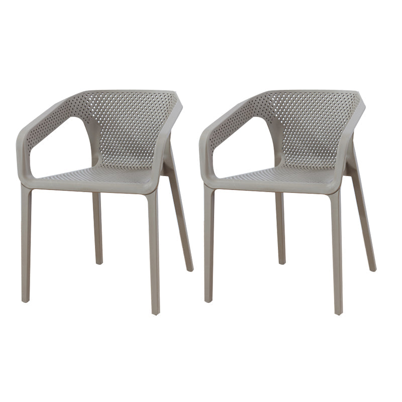 Contemporary Style Plastic Chairs Solid Back Arm Dining Kitchen Chair Set Grey 2 Piece Set Clearhalo ' kitchen&dining_furn' 'Dining Chairs' 'Dining Tables & Seating' 'dining_chair' 'furn' 'furn_dining_chair' 'Furniture' 'furniture_dining_chair' 'Kitchen & Dining Furniture' 'kitchen' 4056559