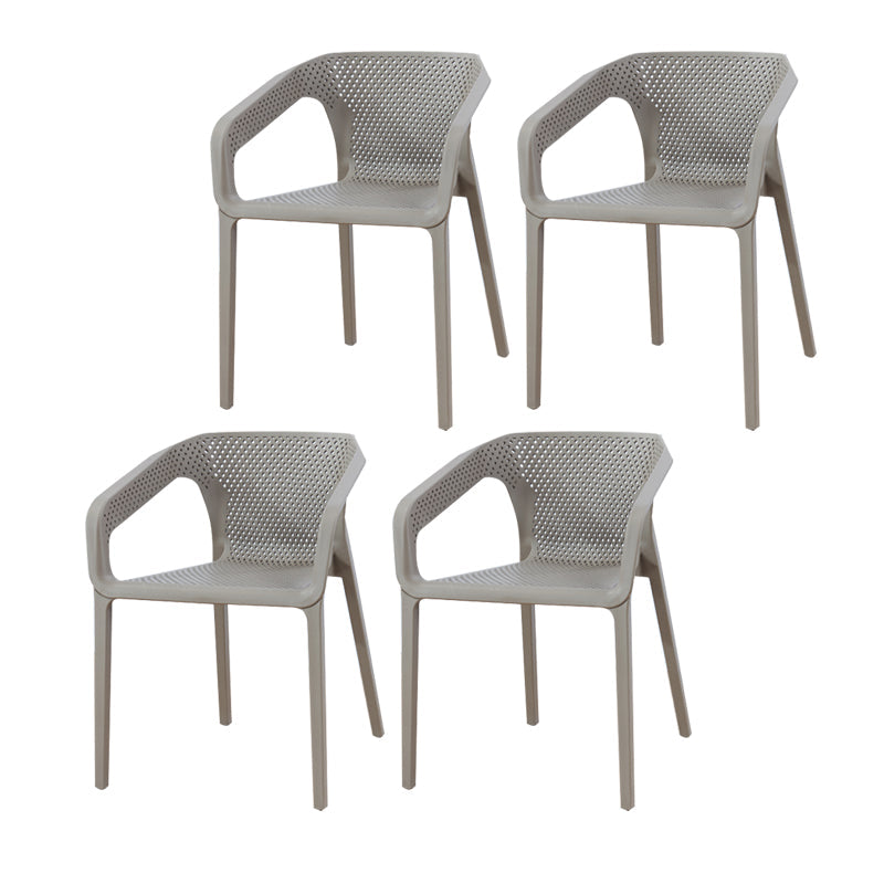 Contemporary Style Plastic Chairs Solid Back Arm Dining Kitchen Chair Set Grey 4 Piece Set Clearhalo ' kitchen&dining_furn' 'Dining Chairs' 'Dining Tables & Seating' 'dining_chair' 'furn' 'furn_dining_chair' 'Furniture' 'furniture_dining_chair' 'Kitchen & Dining Furniture' 'kitchen' 4056561