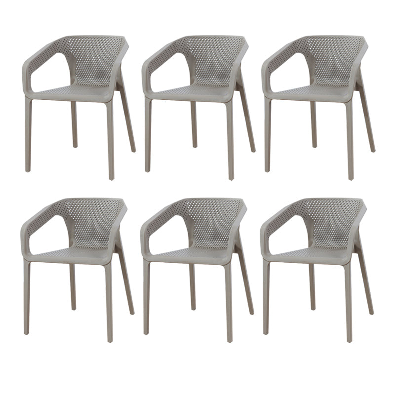 Contemporary Style Plastic Chairs Solid Back Arm Dining Kitchen Chair Set Grey 6 Piece Set Clearhalo ' kitchen&dining_furn' 'Dining Chairs' 'Dining Tables & Seating' 'dining_chair' 'furn' 'furn_dining_chair' 'Furniture' 'furniture_dining_chair' 'Kitchen & Dining Furniture' 'kitchen' 4056563
