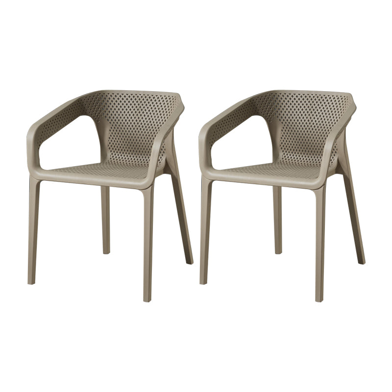 Contemporary Style Plastic Chairs Solid Back Arm Dining Kitchen Chair Set Light Gray 2 Piece Set Clearhalo ' kitchen&dining_furn' 'Dining Chairs' 'Dining Tables & Seating' 'dining_chair' 'furn' 'furn_dining_chair' 'Furniture' 'furniture_dining_chair' 'Kitchen & Dining Furniture' 'kitchen' 4056565