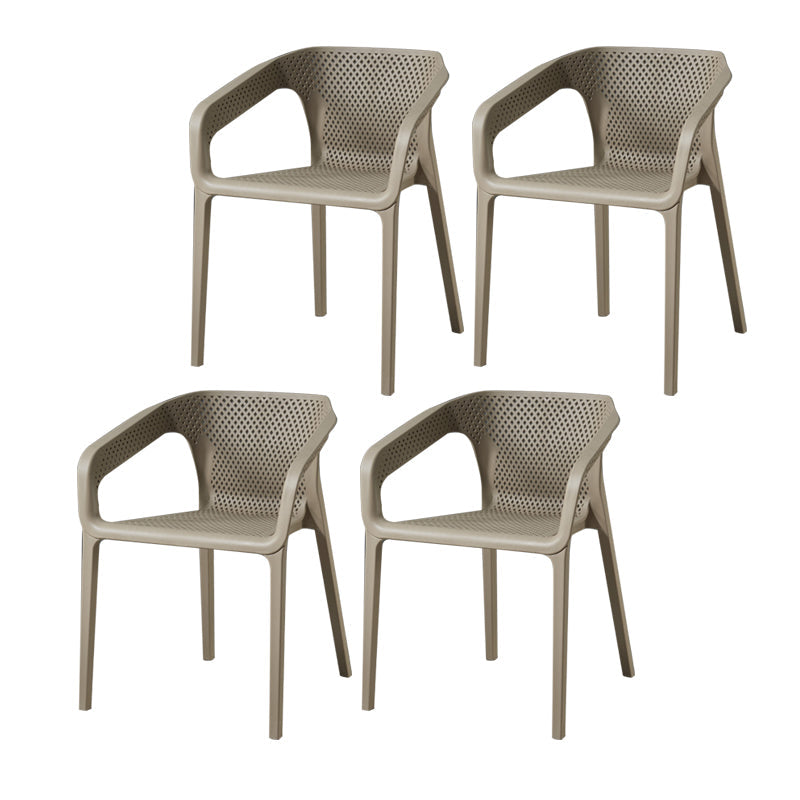 Contemporary Style Plastic Chairs Solid Back Arm Dining Kitchen Chair Set Light Gray 4 Piece Set Clearhalo ' kitchen&dining_furn' 'Dining Chairs' 'Dining Tables & Seating' 'dining_chair' 'furn' 'furn_dining_chair' 'Furniture' 'furniture_dining_chair' 'Kitchen & Dining Furniture' 'kitchen' 4056567