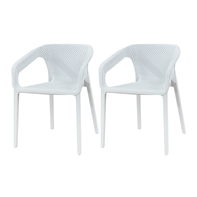Contemporary Style Plastic Chairs Solid Back Arm Dining Kitchen Chair Set White 2 Piece Set Clearhalo ' kitchen&dining_furn' 'Dining Chairs' 'Dining Tables & Seating' 'dining_chair' 'furn' 'furn_dining_chair' 'Furniture' 'furniture_dining_chair' 'Kitchen & Dining Furniture' 'kitchen' 4056571