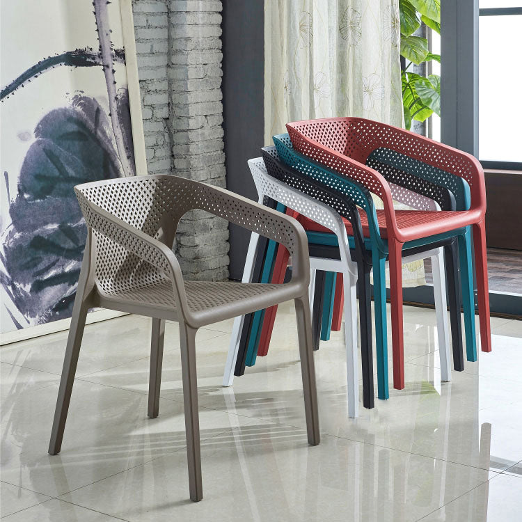 Contemporary Style Plastic Chairs Solid Back Arm Dining Kitchen Chair Set Clearhalo ' kitchen&dining_furn' 'Dining Chairs' 'Dining Tables & Seating' 'dining_chair' 'furn' 'furn_dining_chair' 'Furniture' 'furniture_dining_chair' 'Kitchen & Dining Furniture' 'kitchen' 4056572