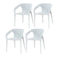 Contemporary Style Plastic Chairs Solid Back Arm Dining Kitchen Chair Set White 4 Piece Set Clearhalo ' kitchen&dining_furn' 'Dining Chairs' 'Dining Tables & Seating' 'dining_chair' 'furn' 'furn_dining_chair' 'Furniture' 'furniture_dining_chair' 'Kitchen & Dining Furniture' 'kitchen' 4056573