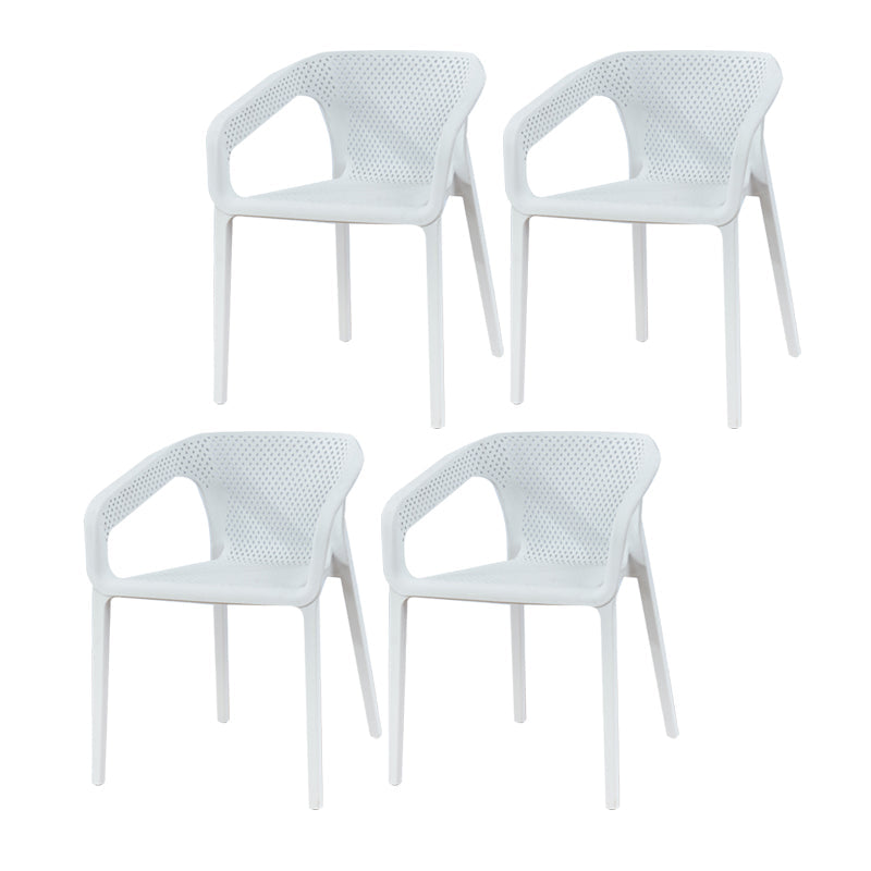 Contemporary Style Plastic Chairs Solid Back Arm Dining Kitchen Chair Set White 4 Piece Set Clearhalo ' kitchen&dining_furn' 'Dining Chairs' 'Dining Tables & Seating' 'dining_chair' 'furn' 'furn_dining_chair' 'Furniture' 'furniture_dining_chair' 'Kitchen & Dining Furniture' 'kitchen' 4056573