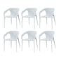 Contemporary Style Plastic Chairs Solid Back Arm Dining Kitchen Chair Set White 6 Piece Set Clearhalo ' kitchen&dining_furn' 'Dining Chairs' 'Dining Tables & Seating' 'dining_chair' 'furn' 'furn_dining_chair' 'Furniture' 'furniture_dining_chair' 'Kitchen & Dining Furniture' 'kitchen' 4056575