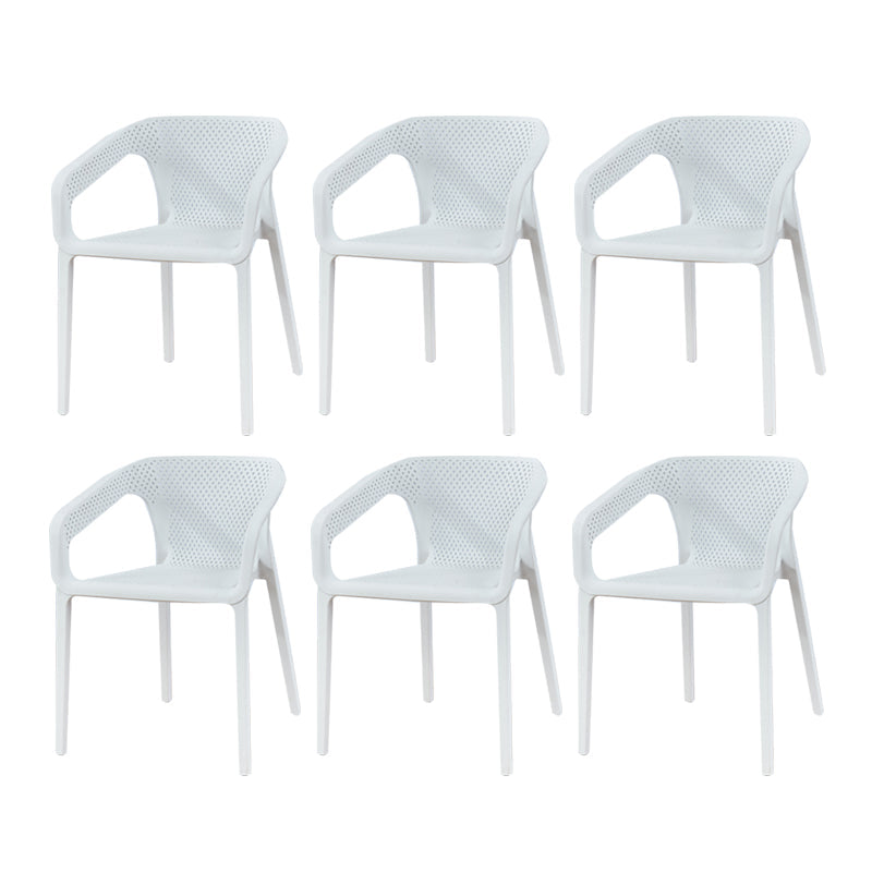 Contemporary Style Plastic Chairs Solid Back Arm Dining Kitchen Chair Set White 6 Piece Set Clearhalo ' kitchen&dining_furn' 'Dining Chairs' 'Dining Tables & Seating' 'dining_chair' 'furn' 'furn_dining_chair' 'Furniture' 'furniture_dining_chair' 'Kitchen & Dining Furniture' 'kitchen' 4056575