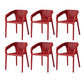Contemporary Style Plastic Chairs Solid Back Arm Dining Kitchen Chair Set Red 6 Piece Set Clearhalo ' kitchen&dining_furn' 'Dining Chairs' 'Dining Tables & Seating' 'dining_chair' 'furn' 'furn_dining_chair' 'Furniture' 'furniture_dining_chair' 'Kitchen & Dining Furniture' 'kitchen' 4056581