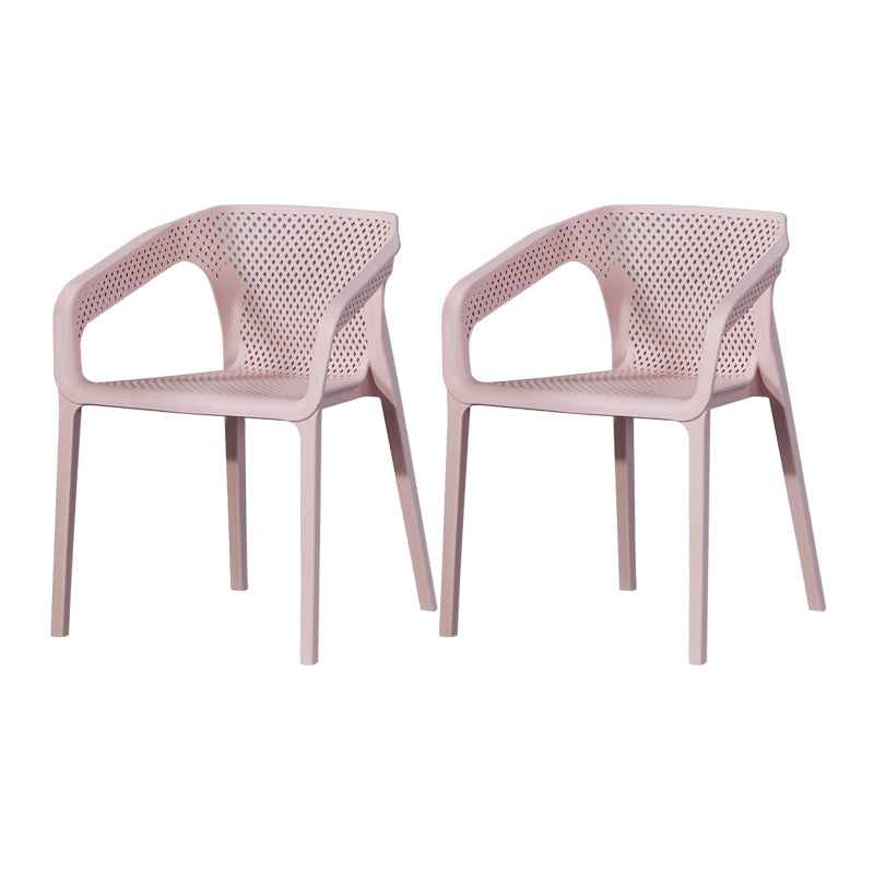 Contemporary Style Plastic Chairs Solid Back Arm Dining Kitchen Chair Set Pink 2 Piece Set Clearhalo ' kitchen&dining_furn' 'Dining Chairs' 'Dining Tables & Seating' 'dining_chair' 'furn' 'furn_dining_chair' 'Furniture' 'furniture_dining_chair' 'Kitchen & Dining Furniture' 'kitchen' 4056582