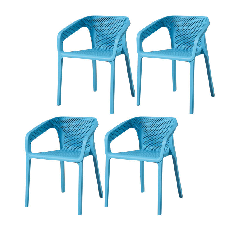 Contemporary Style Plastic Chairs Solid Back Arm Dining Kitchen Chair Set Light Blue 4 Piece Set Clearhalo ' kitchen&dining_furn' 'Dining Chairs' 'Dining Tables & Seating' 'dining_chair' 'furn' 'furn_dining_chair' 'Furniture' 'furniture_dining_chair' 'Kitchen & Dining Furniture' 'kitchen' 4056586