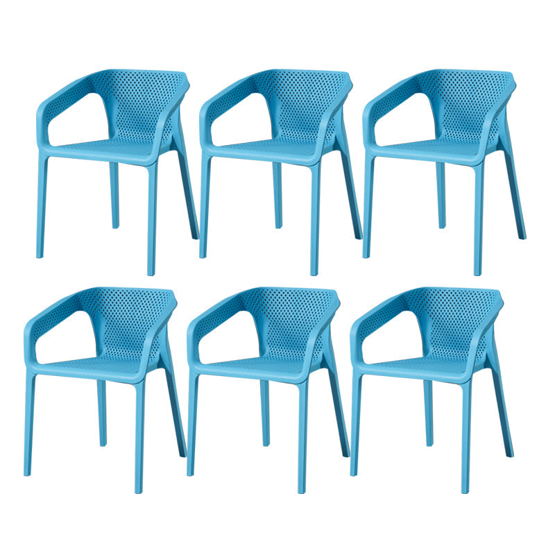 Contemporary Style Plastic Chairs Solid Back Arm Dining Kitchen Chair Set Light Blue 6 Piece Set Clearhalo ' kitchen&dining_furn' 'Dining Chairs' 'Dining Tables & Seating' 'dining_chair' 'furn' 'furn_dining_chair' 'Furniture' 'furniture_dining_chair' 'Kitchen & Dining Furniture' 'kitchen' 4056587