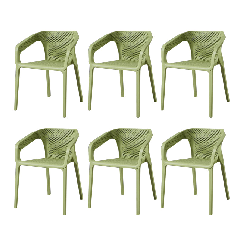 Contemporary Style Plastic Chairs Solid Back Arm Dining Kitchen Chair Set Light Green 6 Piece Set Clearhalo ' kitchen&dining_furn' 'Dining Chairs' 'Dining Tables & Seating' 'dining_chair' 'furn' 'furn_dining_chair' 'Furniture' 'furniture_dining_chair' 'Kitchen & Dining Furniture' 'kitchen' 4056590