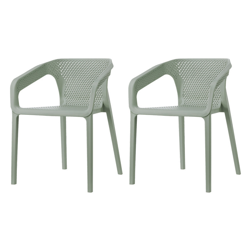 Contemporary Style Plastic Chairs Solid Back Arm Dining Kitchen Chair Set Gray-Green 2 Piece Set Clearhalo ' kitchen&dining_furn' 'Dining Chairs' 'Dining Tables & Seating' 'dining_chair' 'furn' 'furn_dining_chair' 'Furniture' 'furniture_dining_chair' 'Kitchen & Dining Furniture' 'kitchen' 4056591