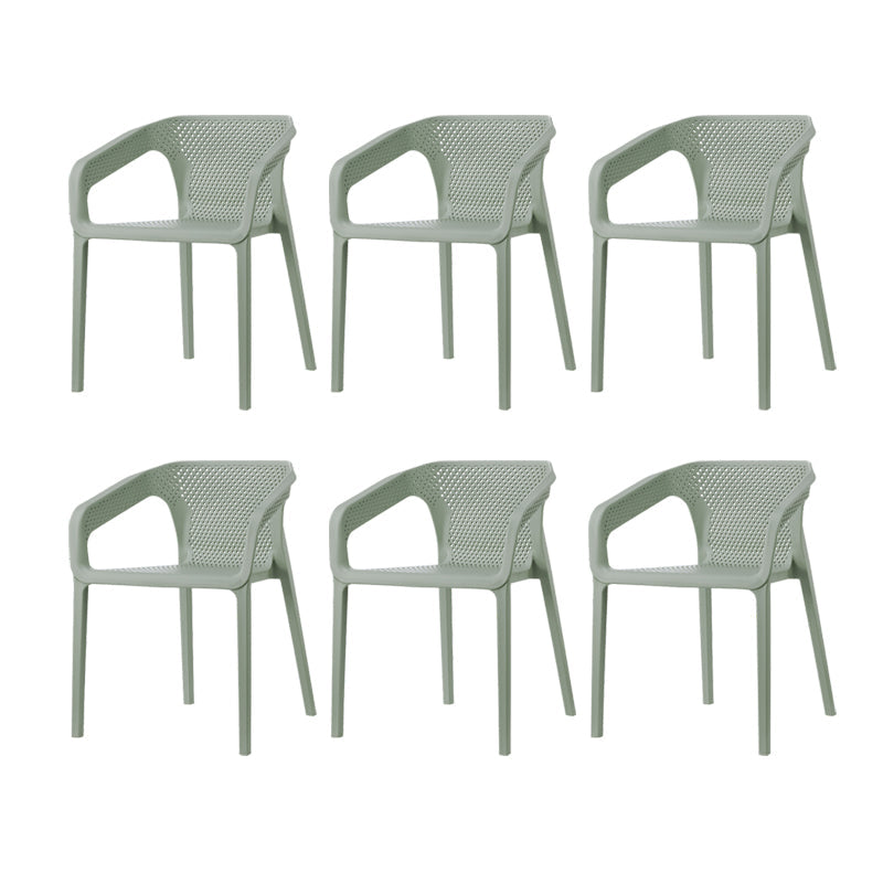 Contemporary Style Plastic Chairs Solid Back Arm Dining Kitchen Chair Set Gray-Green 6 Piece Set Clearhalo ' kitchen&dining_furn' 'Dining Chairs' 'Dining Tables & Seating' 'dining_chair' 'furn' 'furn_dining_chair' 'Furniture' 'furniture_dining_chair' 'Kitchen & Dining Furniture' 'kitchen' 4056593