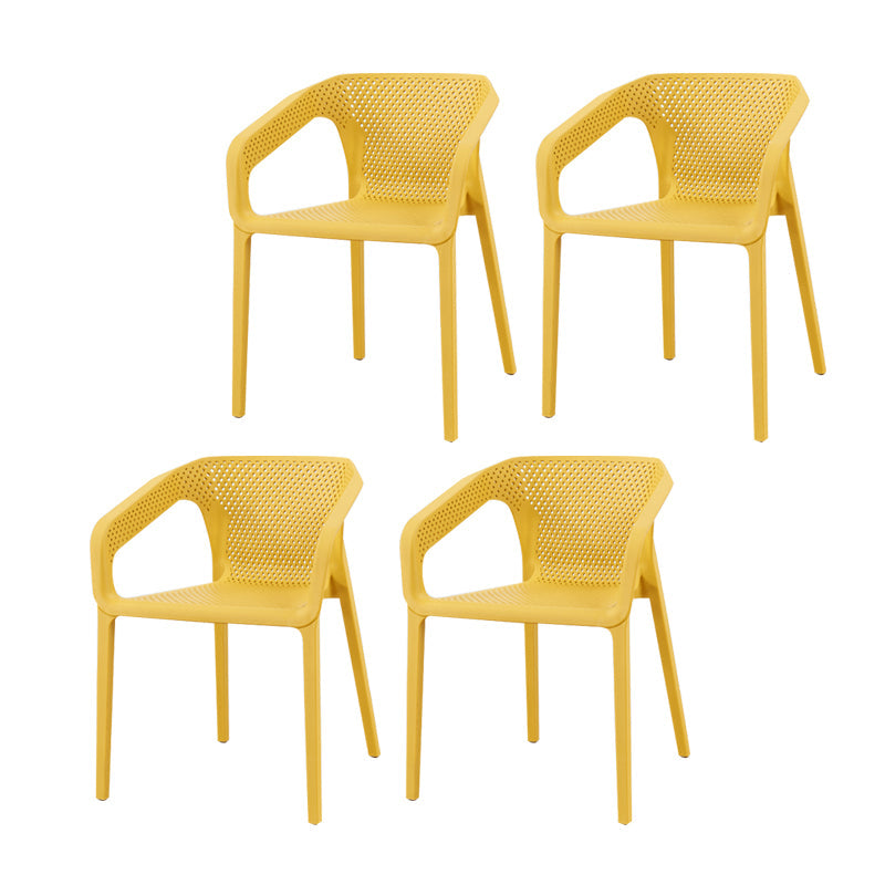 Contemporary Style Plastic Chairs Solid Back Arm Dining Kitchen Chair Set Ginger 4 Piece Set Clearhalo ' kitchen&dining_furn' 'Dining Chairs' 'Dining Tables & Seating' 'dining_chair' 'furn' 'furn_dining_chair' 'Furniture' 'furniture_dining_chair' 'Kitchen & Dining Furniture' 'kitchen' 4056595