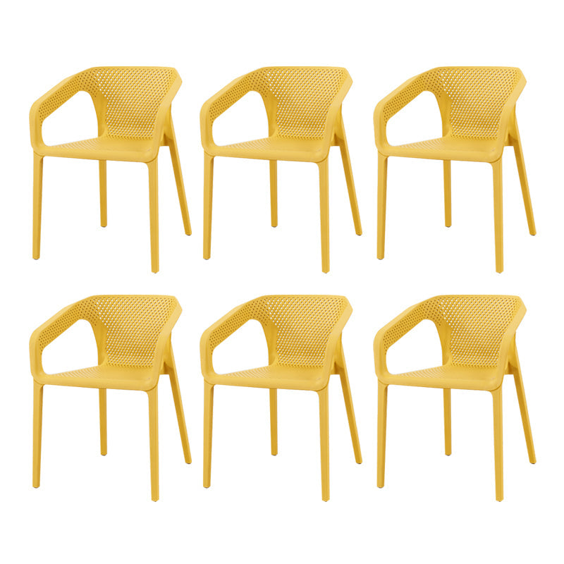 Contemporary Style Plastic Chairs Solid Back Arm Dining Kitchen Chair Set Ginger 6 Piece Set Clearhalo ' kitchen&dining_furn' 'Dining Chairs' 'Dining Tables & Seating' 'dining_chair' 'furn' 'furn_dining_chair' 'Furniture' 'furniture_dining_chair' 'Kitchen & Dining Furniture' 'kitchen' 4056596