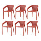 Contemporary Style Plastic Chairs Solid Back Arm Dining Kitchen Chair Set Burgundy 6 Piece Set Clearhalo ' kitchen&dining_furn' 'Dining Chairs' 'Dining Tables & Seating' 'dining_chair' 'furn' 'furn_dining_chair' 'Furniture' 'furniture_dining_chair' 'Kitchen & Dining Furniture' 'kitchen' 4056599