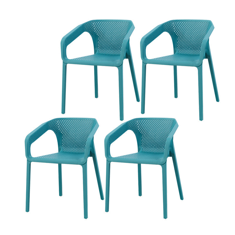 Contemporary Style Plastic Chairs Solid Back Arm Dining Kitchen Chair Set Dark Blue 4 Piece Set Clearhalo ' kitchen&dining_furn' 'Dining Chairs' 'Dining Tables & Seating' 'dining_chair' 'furn' 'furn_dining_chair' 'Furniture' 'furniture_dining_chair' 'Kitchen & Dining Furniture' 'kitchen' 4056601