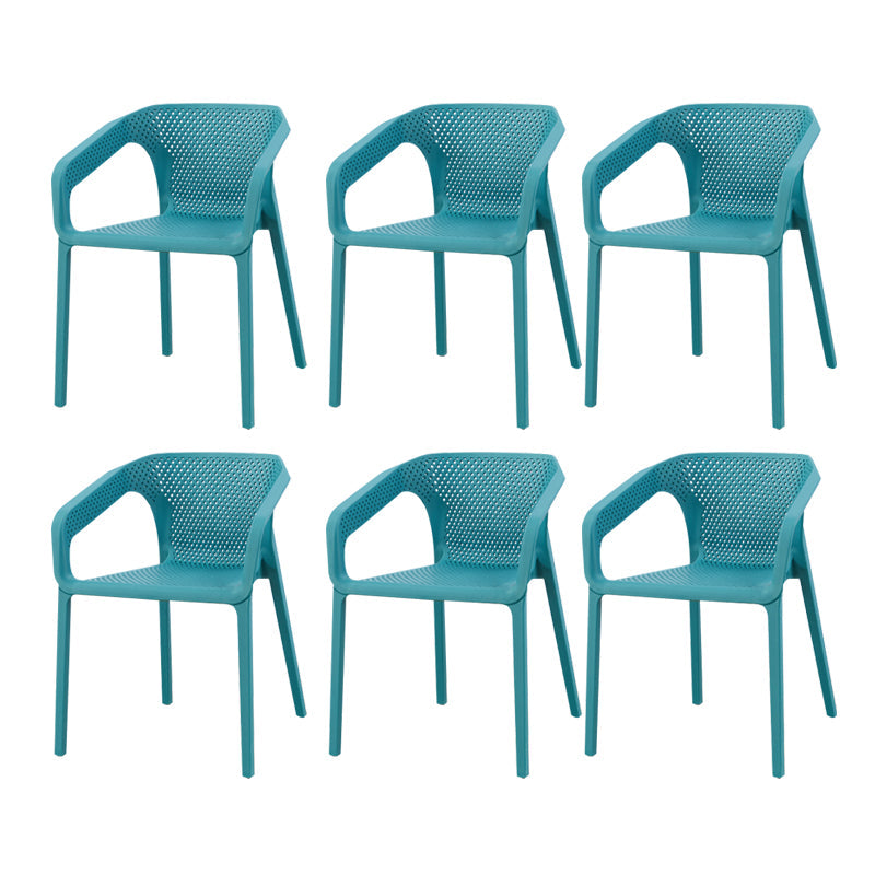 Contemporary Style Plastic Chairs Solid Back Arm Dining Kitchen Chair Set Dark Blue 6 Piece Set Clearhalo ' kitchen&dining_furn' 'Dining Chairs' 'Dining Tables & Seating' 'dining_chair' 'furn' 'furn_dining_chair' 'Furniture' 'furniture_dining_chair' 'Kitchen & Dining Furniture' 'kitchen' 4056602