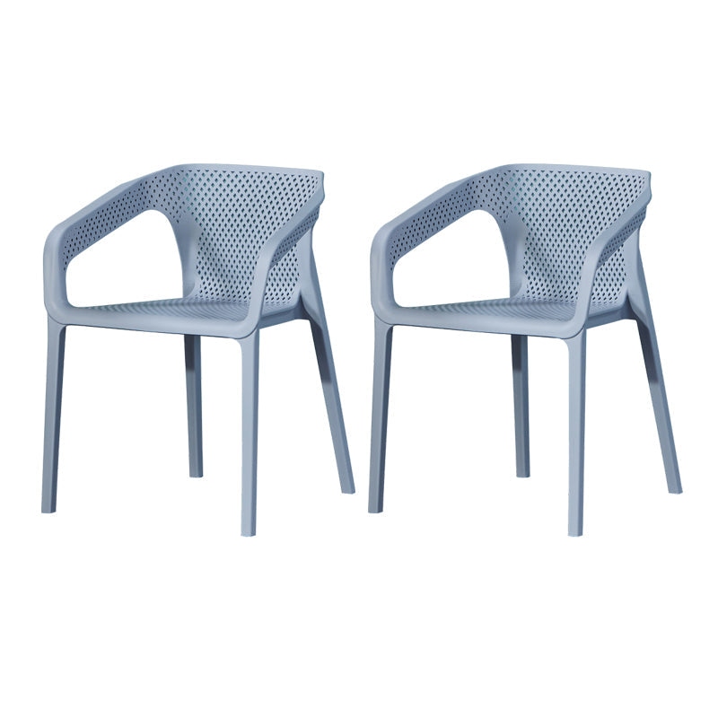 Contemporary Style Plastic Chairs Solid Back Arm Dining Kitchen Chair Set Gray Blue 2 Piece Set Clearhalo ' kitchen&dining_furn' 'Dining Chairs' 'Dining Tables & Seating' 'dining_chair' 'furn' 'furn_dining_chair' 'Furniture' 'furniture_dining_chair' 'Kitchen & Dining Furniture' 'kitchen' 4056603
