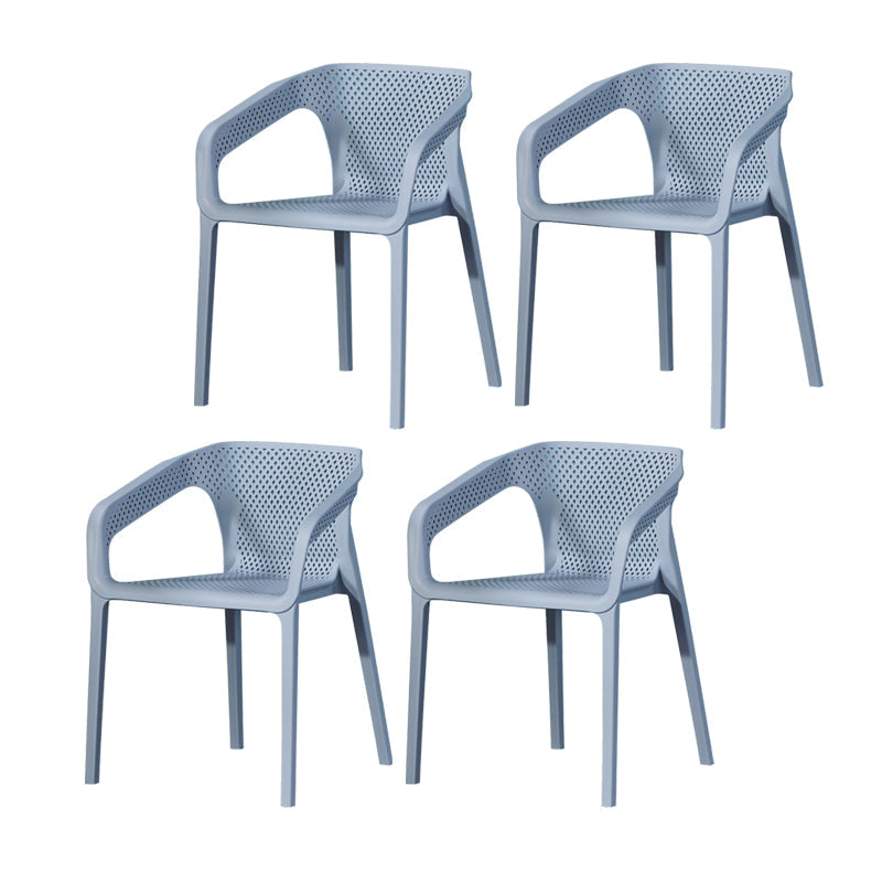 Contemporary Style Plastic Chairs Solid Back Arm Dining Kitchen Chair Set Gray Blue 4 Piece Set Clearhalo ' kitchen&dining_furn' 'Dining Chairs' 'Dining Tables & Seating' 'dining_chair' 'furn' 'furn_dining_chair' 'Furniture' 'furniture_dining_chair' 'Kitchen & Dining Furniture' 'kitchen' 4056604