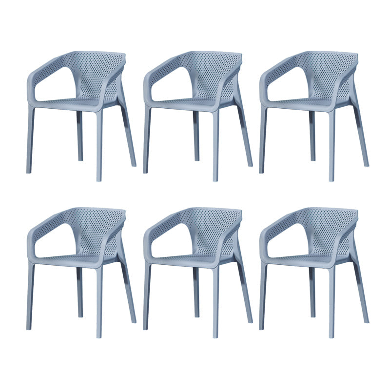 Contemporary Style Plastic Chairs Solid Back Arm Dining Kitchen Chair Set Gray Blue 6 Piece Set Clearhalo ' kitchen&dining_furn' 'Dining Chairs' 'Dining Tables & Seating' 'dining_chair' 'furn' 'furn_dining_chair' 'Furniture' 'furniture_dining_chair' 'Kitchen & Dining Furniture' 'kitchen' 4056605