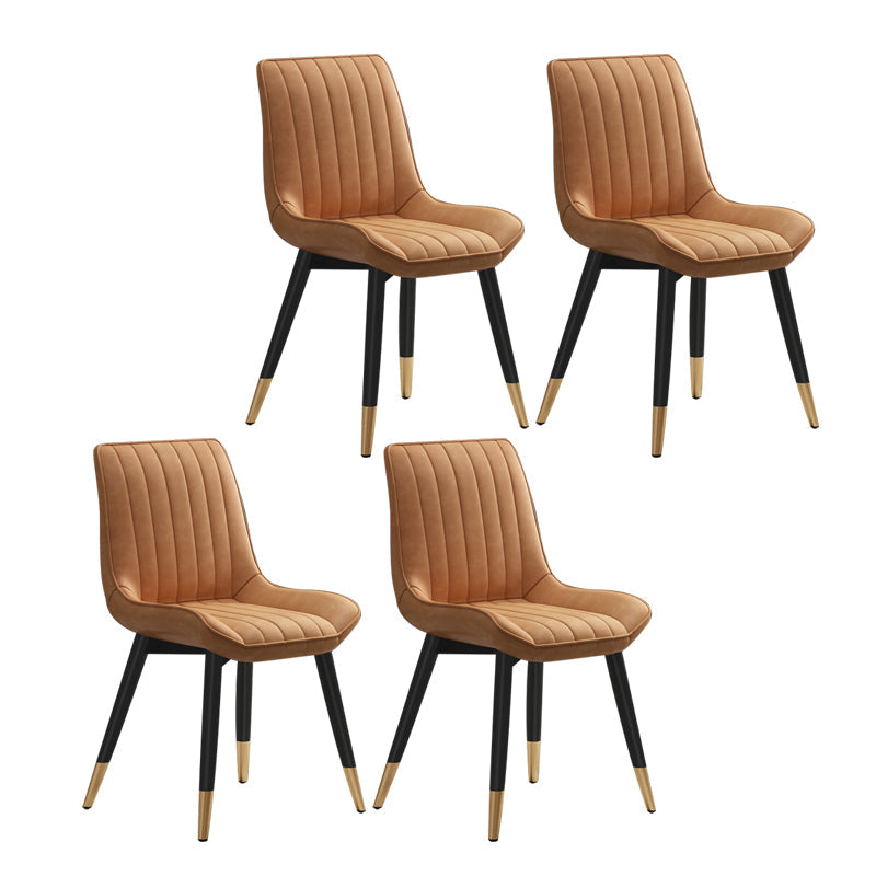 Glam Style Metal Dining Room Chairs Armless PU Leather Chair for Restaurant Orange 4 Piece Set Clearhalo ' kitchen&dining_furn' 'Dining Chairs' 'Dining Tables & Seating' 'dining_chair' 'furn' 'furn_dining_chair' 'Furniture' 'furniture_dining_chair' 'Kitchen & Dining Furniture' 'kitchen' 4056609