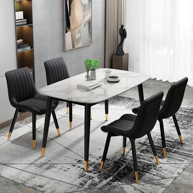 Glam Style Metal Dining Room Chairs Armless PU Leather Chair for Restaurant Clearhalo ' kitchen&dining_furn' 'Dining Chairs' 'Dining Tables & Seating' 'dining_chair' 'furn' 'furn_dining_chair' 'Furniture' 'furniture_dining_chair' 'Kitchen & Dining Furniture' 'kitchen' 4056611