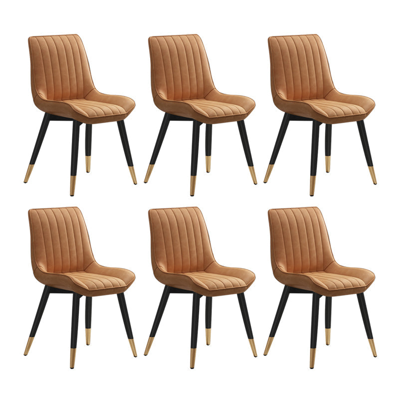 Glam Style Metal Dining Room Chairs Armless PU Leather Chair for Restaurant Orange 6 Piece Set Clearhalo ' kitchen&dining_furn' 'Dining Chairs' 'Dining Tables & Seating' 'dining_chair' 'furn' 'furn_dining_chair' 'Furniture' 'furniture_dining_chair' 'Kitchen & Dining Furniture' 'kitchen' 4056612