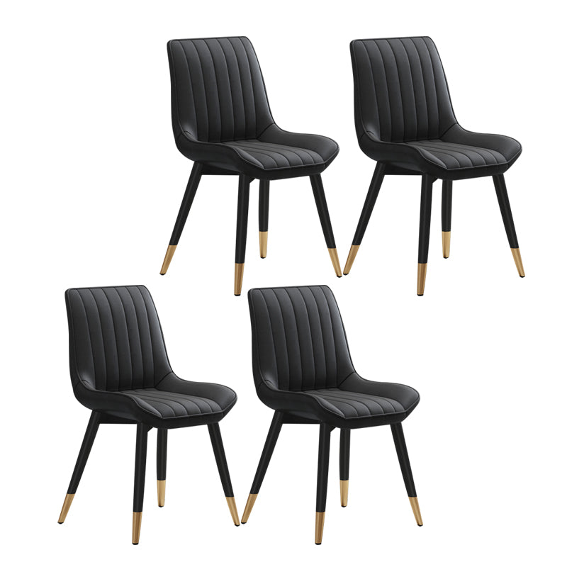 Glam Style Metal Dining Room Chairs Armless PU Leather Chair for Restaurant Black 4 Piece Set Clearhalo ' kitchen&dining_furn' 'Dining Chairs' 'Dining Tables & Seating' 'dining_chair' 'furn' 'furn_dining_chair' 'Furniture' 'furniture_dining_chair' 'Kitchen & Dining Furniture' 'kitchen' 4056616