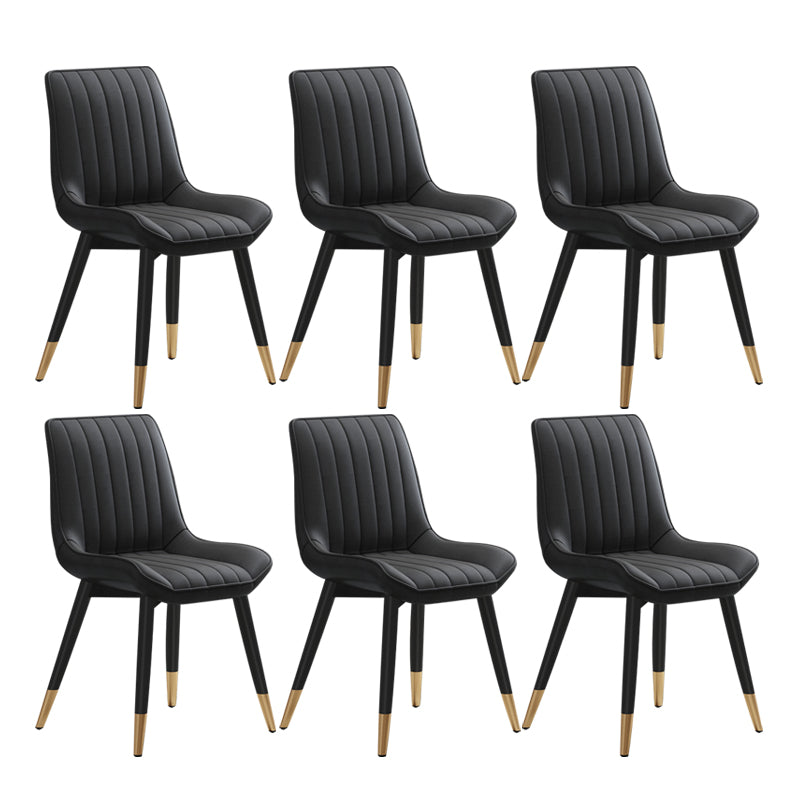Glam Style Metal Dining Room Chairs Armless PU Leather Chair for Restaurant Black 6 Piece Set Clearhalo ' kitchen&dining_furn' 'Dining Chairs' 'Dining Tables & Seating' 'dining_chair' 'furn' 'furn_dining_chair' 'Furniture' 'furniture_dining_chair' 'Kitchen & Dining Furniture' 'kitchen' 4056618
