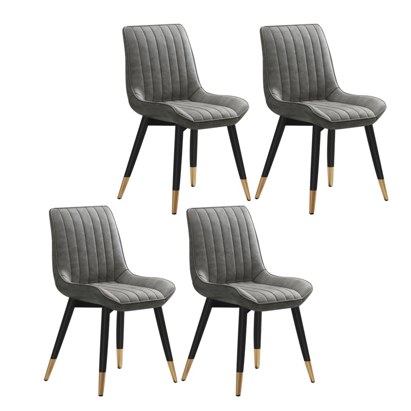 Glam Style Metal Dining Room Chairs Armless PU Leather Chair for Restaurant Grey 4 Piece Set Clearhalo ' kitchen&dining_furn' 'Dining Chairs' 'Dining Tables & Seating' 'dining_chair' 'furn' 'furn_dining_chair' 'Furniture' 'furniture_dining_chair' 'Kitchen & Dining Furniture' 'kitchen' 4056621