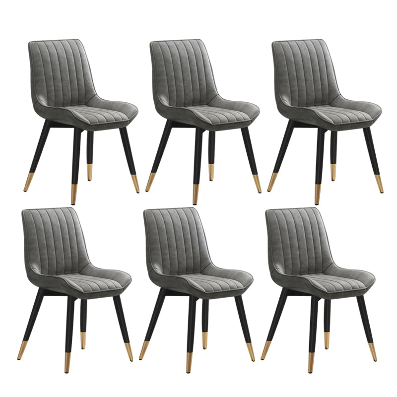 Glam Style Metal Dining Room Chairs Armless PU Leather Chair for Restaurant Grey 6 Piece Set Clearhalo ' kitchen&dining_furn' 'Dining Chairs' 'Dining Tables & Seating' 'dining_chair' 'furn' 'furn_dining_chair' 'Furniture' 'furniture_dining_chair' 'Kitchen & Dining Furniture' 'kitchen' 4056623