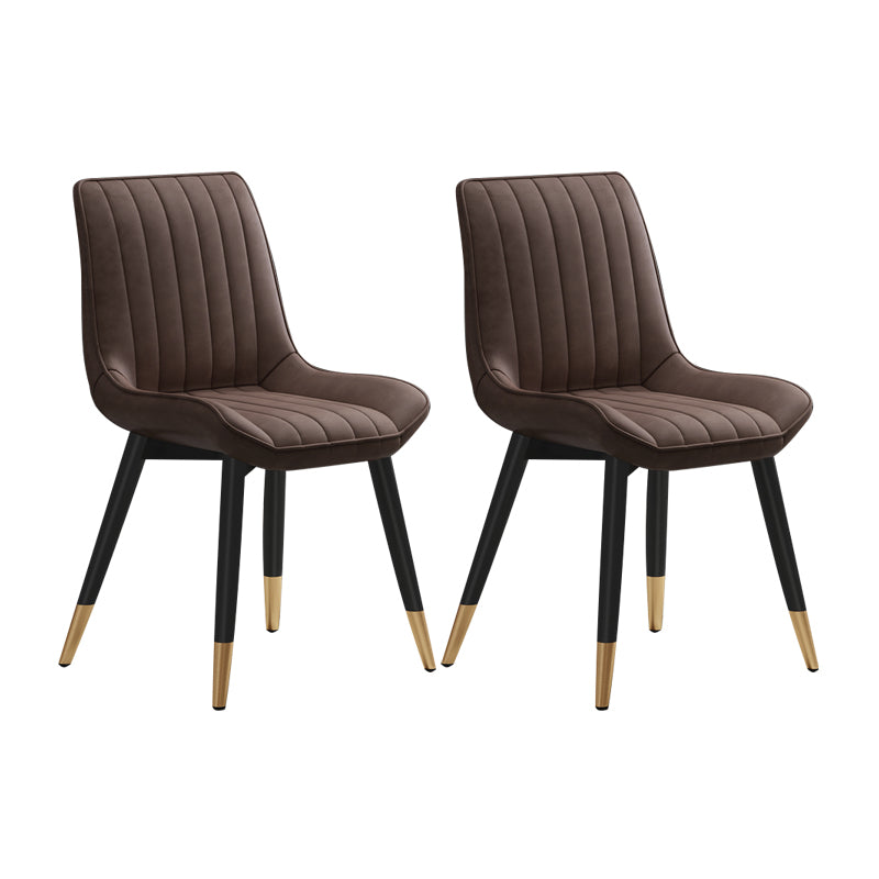 Glam Style Metal Dining Room Chairs Armless PU Leather Chair for Restaurant Brown 2 Piece Set Clearhalo ' kitchen&dining_furn' 'Dining Chairs' 'Dining Tables & Seating' 'dining_chair' 'furn' 'furn_dining_chair' 'Furniture' 'furniture_dining_chair' 'Kitchen & Dining Furniture' 'kitchen' 4056626