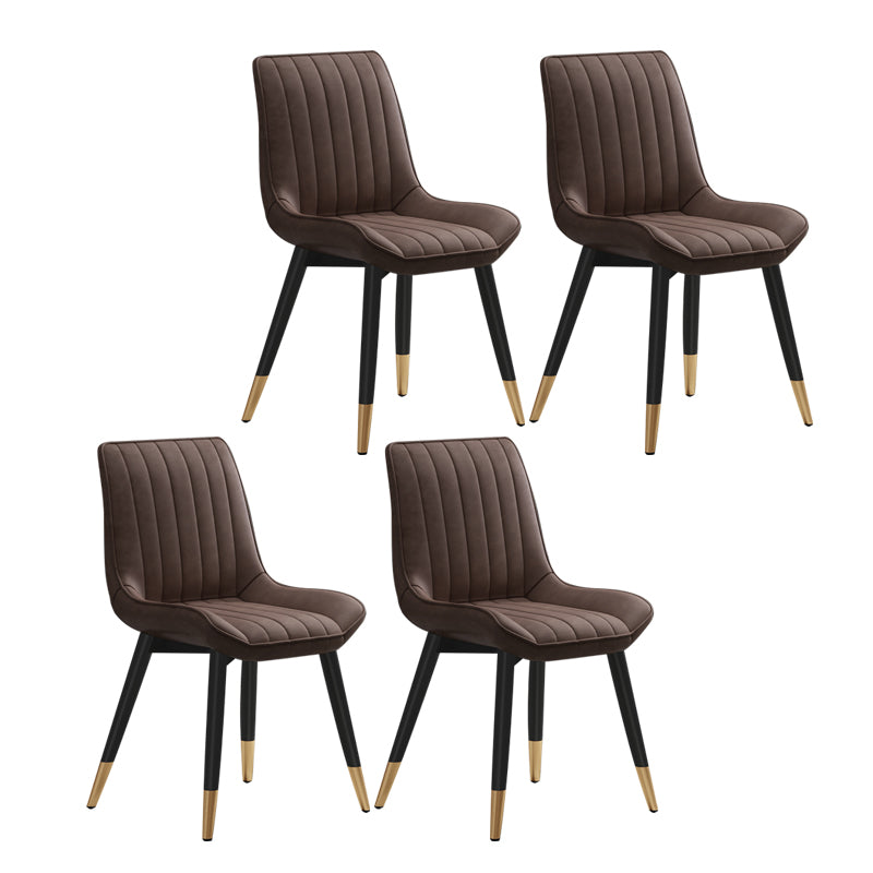 Glam Style Metal Dining Room Chairs Armless PU Leather Chair for Restaurant Brown 4 Piece Set Clearhalo ' kitchen&dining_furn' 'Dining Chairs' 'Dining Tables & Seating' 'dining_chair' 'furn' 'furn_dining_chair' 'Furniture' 'furniture_dining_chair' 'Kitchen & Dining Furniture' 'kitchen' 4056627