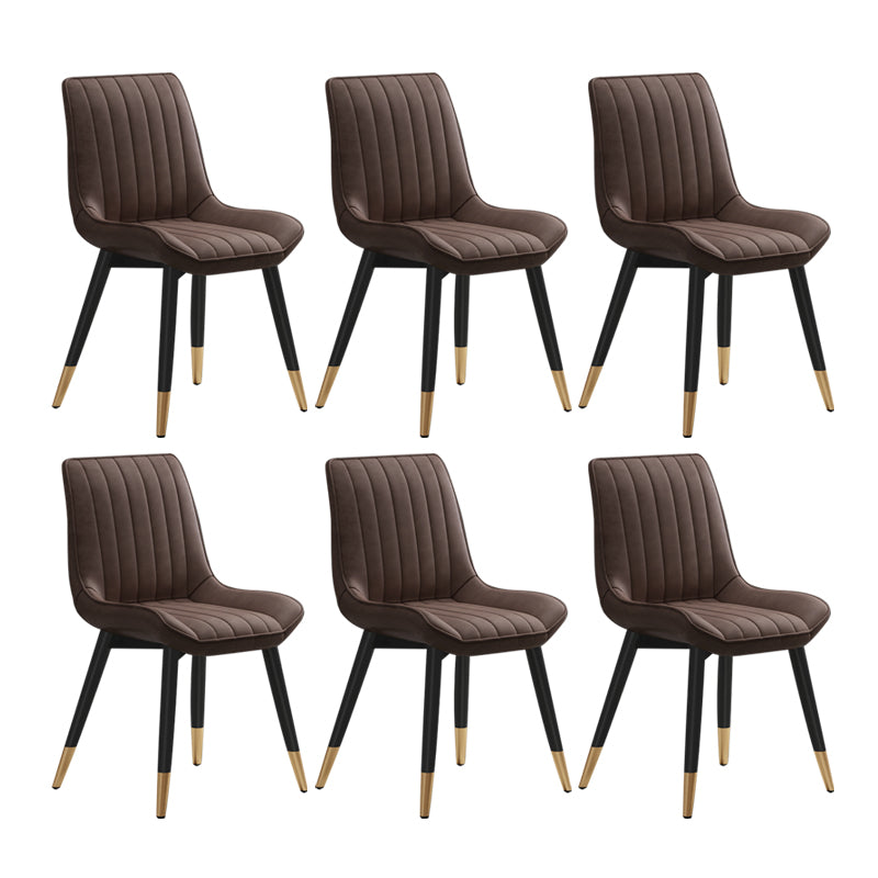 Glam Style Metal Dining Room Chairs Armless PU Leather Chair for Restaurant Brown 6 Piece Set Clearhalo ' kitchen&dining_furn' 'Dining Chairs' 'Dining Tables & Seating' 'dining_chair' 'furn' 'furn_dining_chair' 'Furniture' 'furniture_dining_chair' 'Kitchen & Dining Furniture' 'kitchen' 4056629