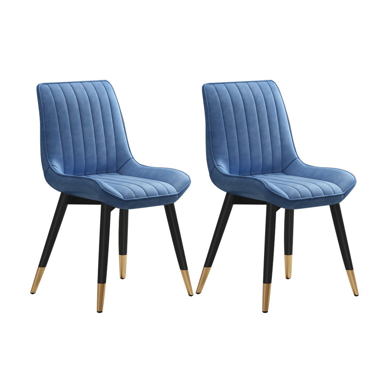 Glam Style Metal Dining Room Chairs Armless PU Leather Chair for Restaurant Blue 2 Piece Set Clearhalo ' kitchen&dining_furn' 'Dining Chairs' 'Dining Tables & Seating' 'dining_chair' 'furn' 'furn_dining_chair' 'Furniture' 'furniture_dining_chair' 'Kitchen & Dining Furniture' 'kitchen' 4056630