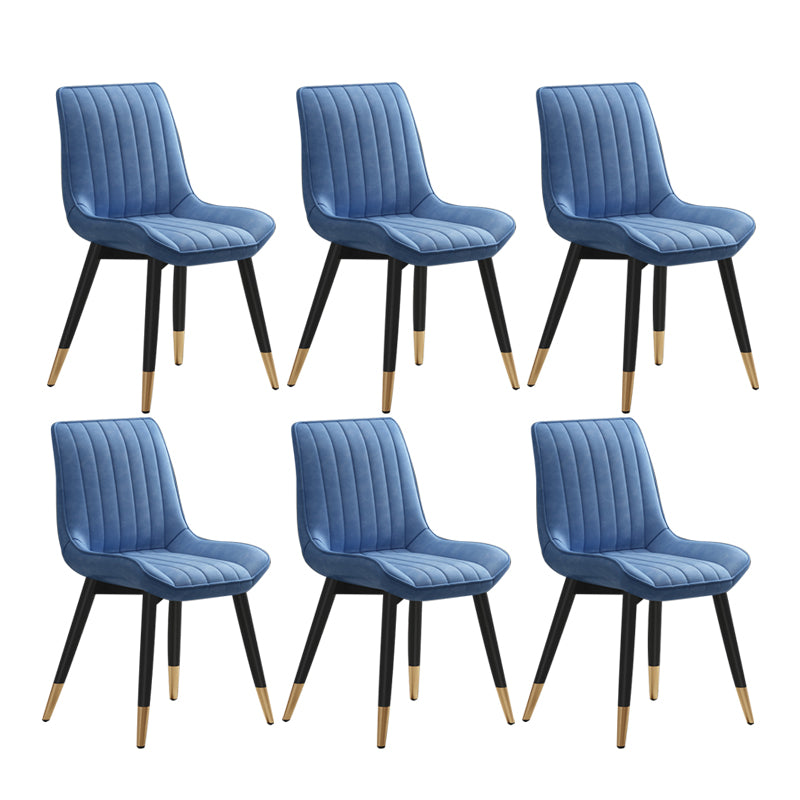 Glam Style Metal Dining Room Chairs Armless PU Leather Chair for Restaurant Blue 6 Piece Set Clearhalo ' kitchen&dining_furn' 'Dining Chairs' 'Dining Tables & Seating' 'dining_chair' 'furn' 'furn_dining_chair' 'Furniture' 'furniture_dining_chair' 'Kitchen & Dining Furniture' 'kitchen' 4056632