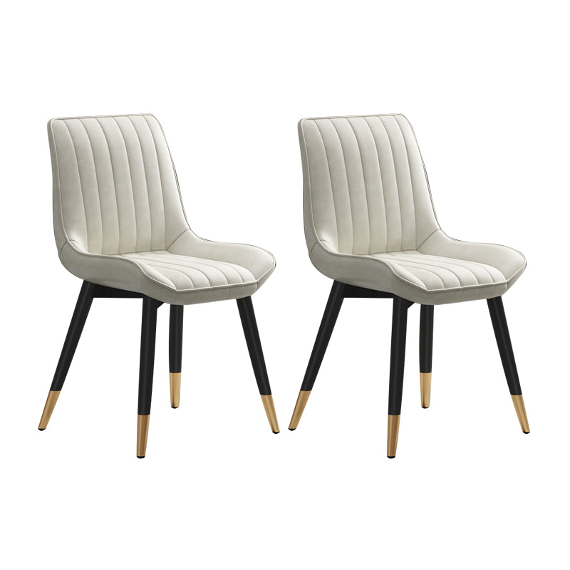 Glam Style Metal Dining Room Chairs Armless PU Leather Chair for Restaurant Off-White 2 Piece Set Clearhalo ' kitchen&dining_furn' 'Dining Chairs' 'Dining Tables & Seating' 'dining_chair' 'furn' 'furn_dining_chair' 'Furniture' 'furniture_dining_chair' 'Kitchen & Dining Furniture' 'kitchen' 4056633