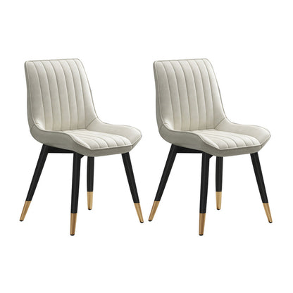 Glam Style Metal Dining Room Chairs Armless PU Leather Chair for Restaurant Off-White 2 Piece Set Clearhalo ' kitchen&dining_furn' 'Dining Chairs' 'Dining Tables & Seating' 'dining_chair' 'furn' 'furn_dining_chair' 'Furniture' 'furniture_dining_chair' 'Kitchen & Dining Furniture' 'kitchen' 4056633