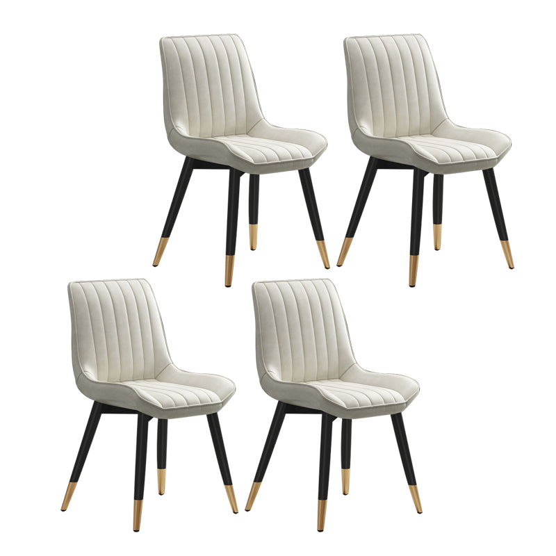 Glam Style Metal Dining Room Chairs Armless PU Leather Chair for Restaurant Off-White 4 Piece Set Clearhalo ' kitchen&dining_furn' 'Dining Chairs' 'Dining Tables & Seating' 'dining_chair' 'furn' 'furn_dining_chair' 'Furniture' 'furniture_dining_chair' 'Kitchen & Dining Furniture' 'kitchen' 4056634