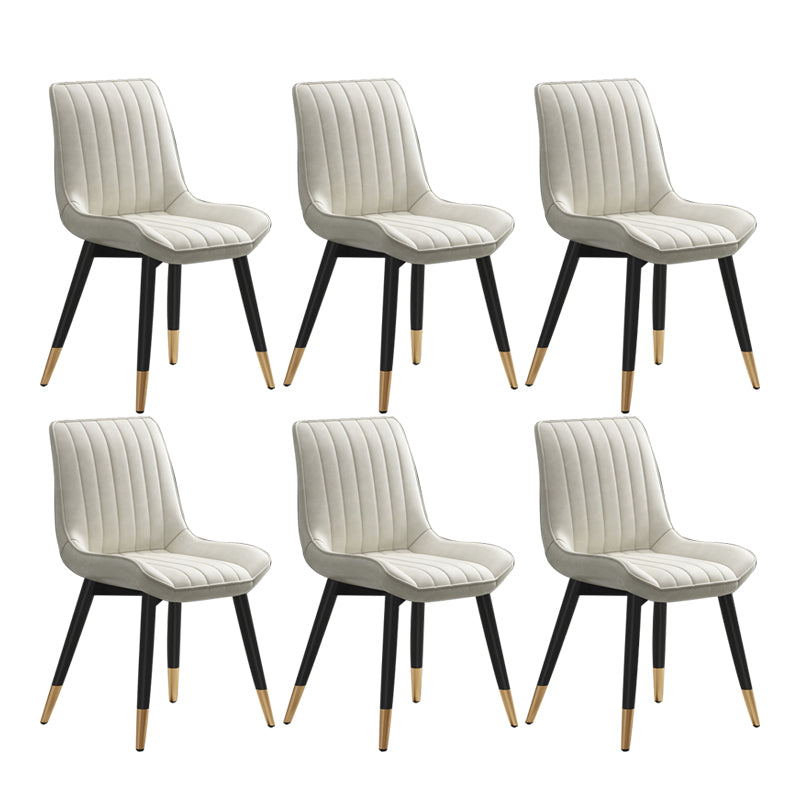 Glam Style Metal Dining Room Chairs Armless PU Leather Chair for Restaurant Off-White 6 Piece Set Clearhalo ' kitchen&dining_furn' 'Dining Chairs' 'Dining Tables & Seating' 'dining_chair' 'furn' 'furn_dining_chair' 'Furniture' 'furniture_dining_chair' 'Kitchen & Dining Furniture' 'kitchen' 4056635