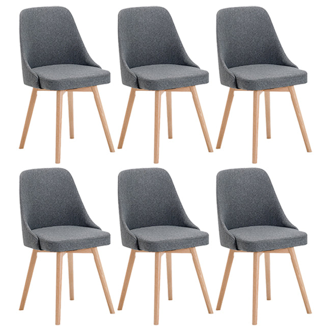 Upholstered Armless Dining Chairs Scandinavian Side Dining Chairs with Wood Legs Dark Gray 6 Piece Set Clearhalo ' kitchen&dining_furn' 'Dining Chairs' 'Dining Tables & Seating' 'dining_chair' 'furn' 'furn_dining_chair' 'Furniture' 'furniture_dining_chair' 'Kitchen & Dining Furniture' 'kitchen' 4056642