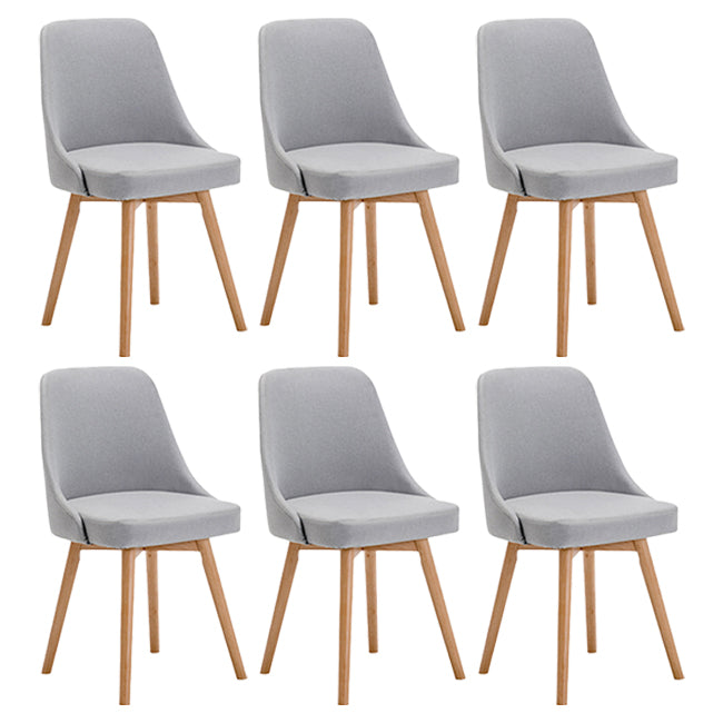 Upholstered Armless Dining Chairs Scandinavian Side Dining Chairs with Wood Legs Light Gray 6 Piece Set Clearhalo ' kitchen&dining_furn' 'Dining Chairs' 'Dining Tables & Seating' 'dining_chair' 'furn' 'furn_dining_chair' 'Furniture' 'furniture_dining_chair' 'Kitchen & Dining Furniture' 'kitchen' 4056648